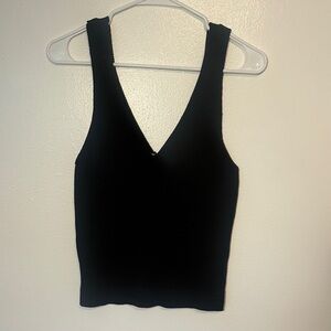 100% Cotton Black Sleeveless V-Neck Top